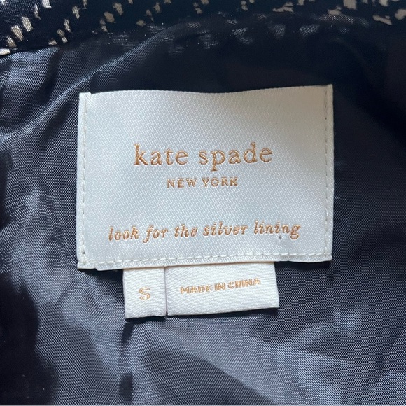 Kate Spade Silk Herringbone Tie Neck Long Sleeve Dress Small Black - Picture 3 of 14